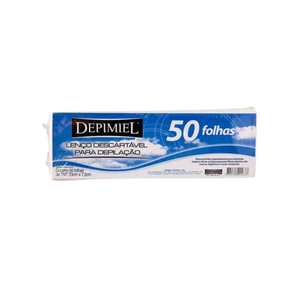 Kit 50 Folha Lenço Descartável E 2 Cera Roll-on Mel Depimiel