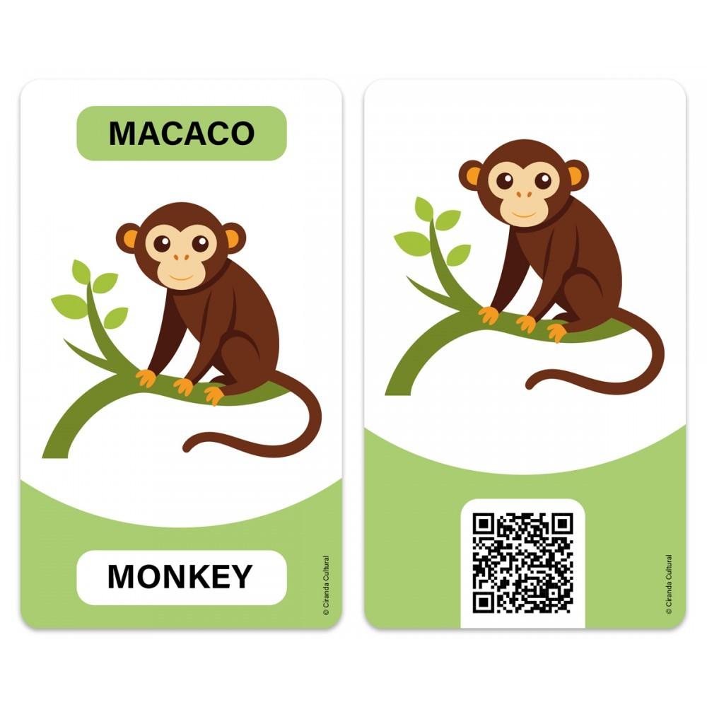 Livro Flash Cards Cartas Bilíngues - Animais - Animals