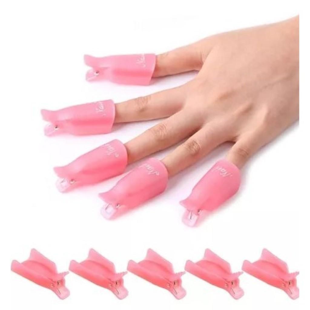 Kit 10 Dedeira Para Unhas Remoção De Gel Acrigel Fibra Clip