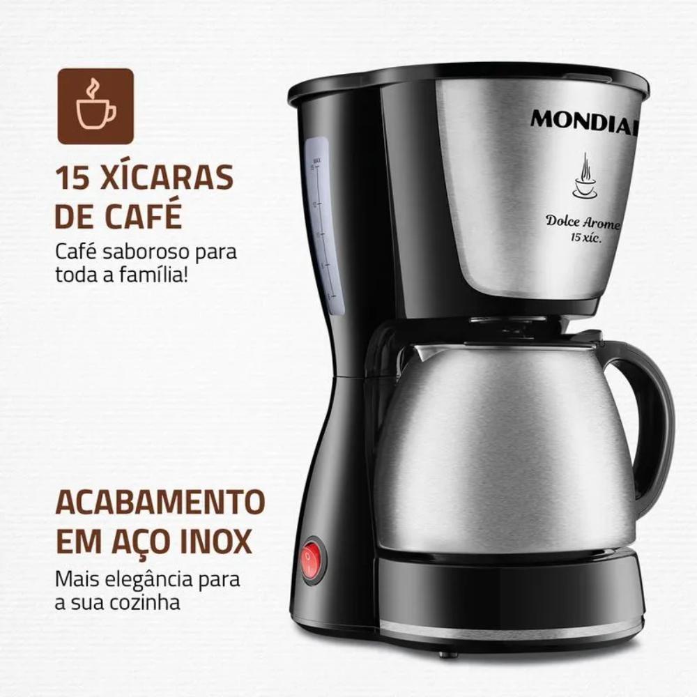 Cafeteira Elétrica Mondial Dolce Arome 127V Preto/inox 550W - C-34 Ji 15X