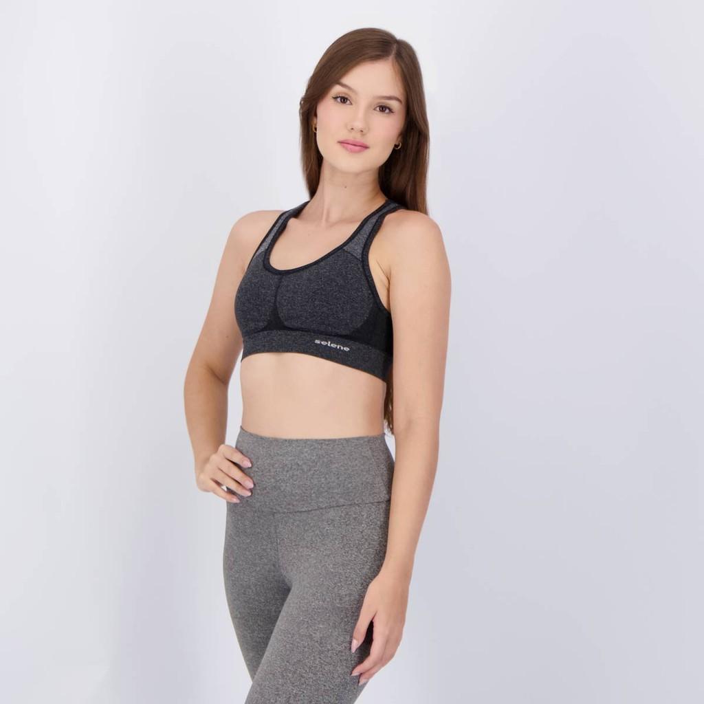 Top Selene Sem Costura Feminino Preto Mescla