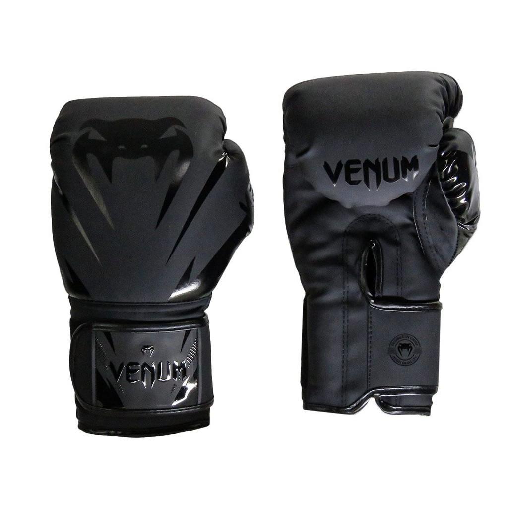 Kit Boxe Muay Thai Venum Luvas + 2M Bandagem + Bucal New Impact Evo Preto