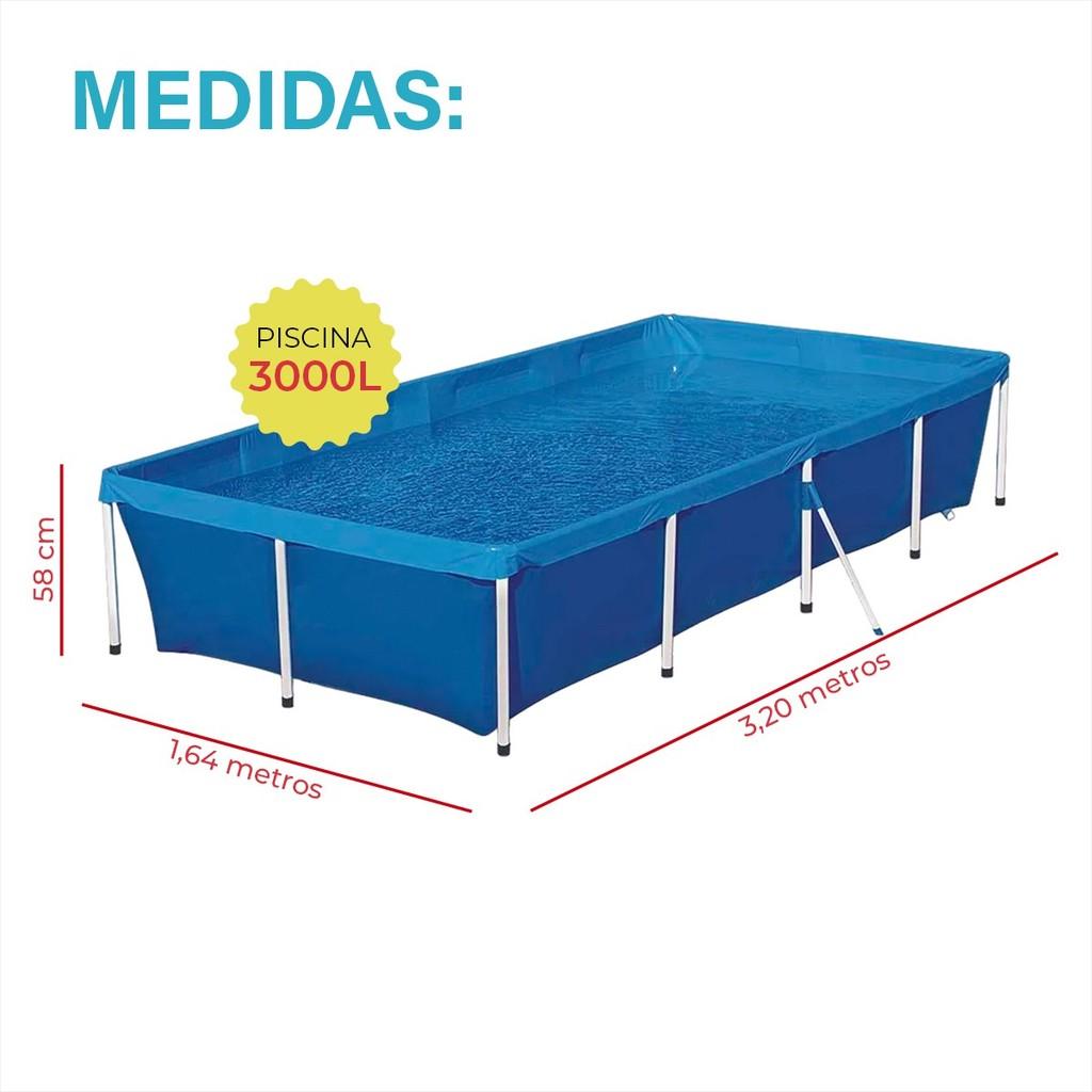Piscina 3000l + Capa + Forro Standard Retangular Inflável - Mor