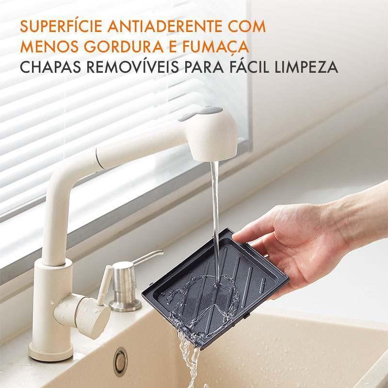 Gaabor Sanduicheira Elétrica Temperatura Constante De Dupla Face Assadeira Removível Antiaderente Portátil Sm60m-wh01a