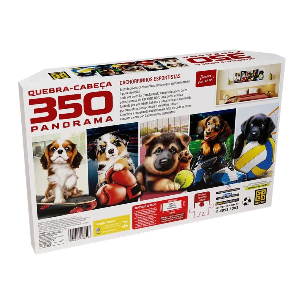 Quebra-cabeça 350 Peças Panorama Cachorrinhos Esportistas Grow