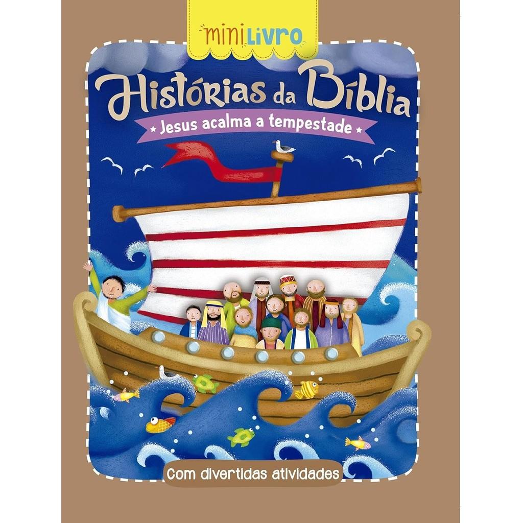 Kit Com 12 Livrinho Histórias Da Bíblia Jesus Acalma A Tempestade