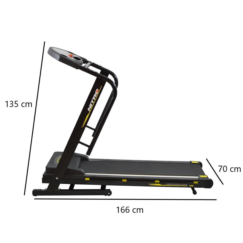 Esteira Elétrica Polimet Dobrável Residencial Profissional Fitness Nitro N16 Bivolt Cor Preto
