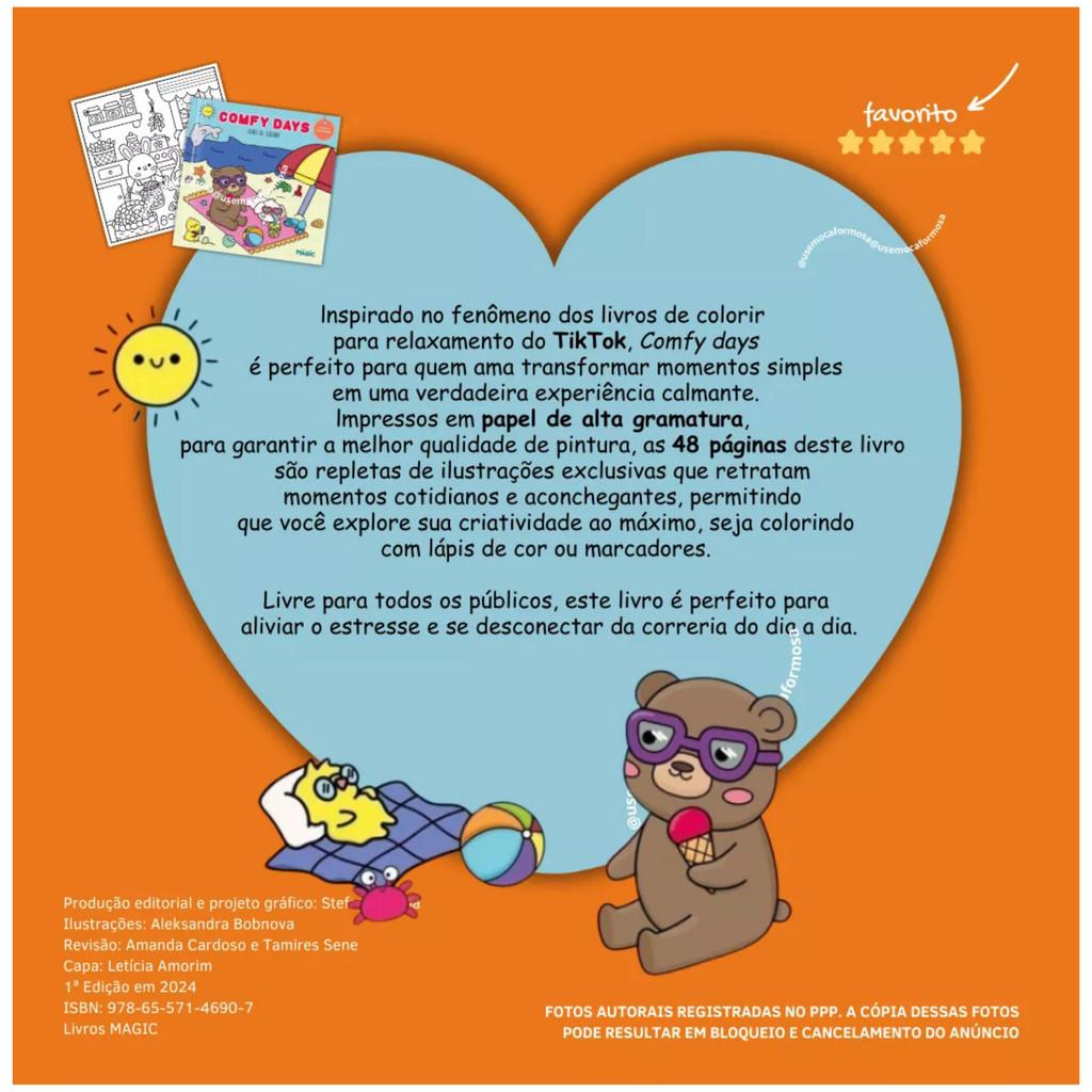 Livro Para Colorir Anti Estresse Satisfatório Ursinho Magic - Comfy Days