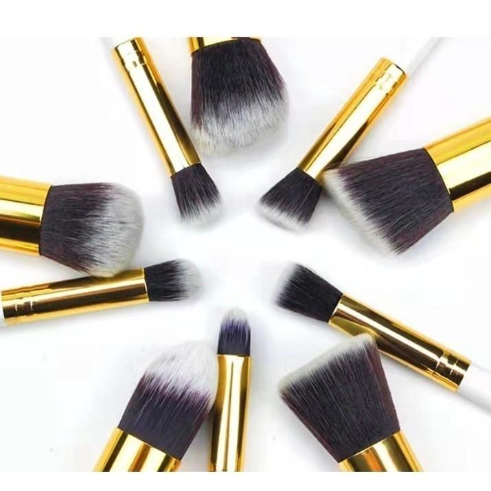 Kit 10 Pincels De Maquiagem Esfumar Contorno Kabuki Profissional Pronto Entrega