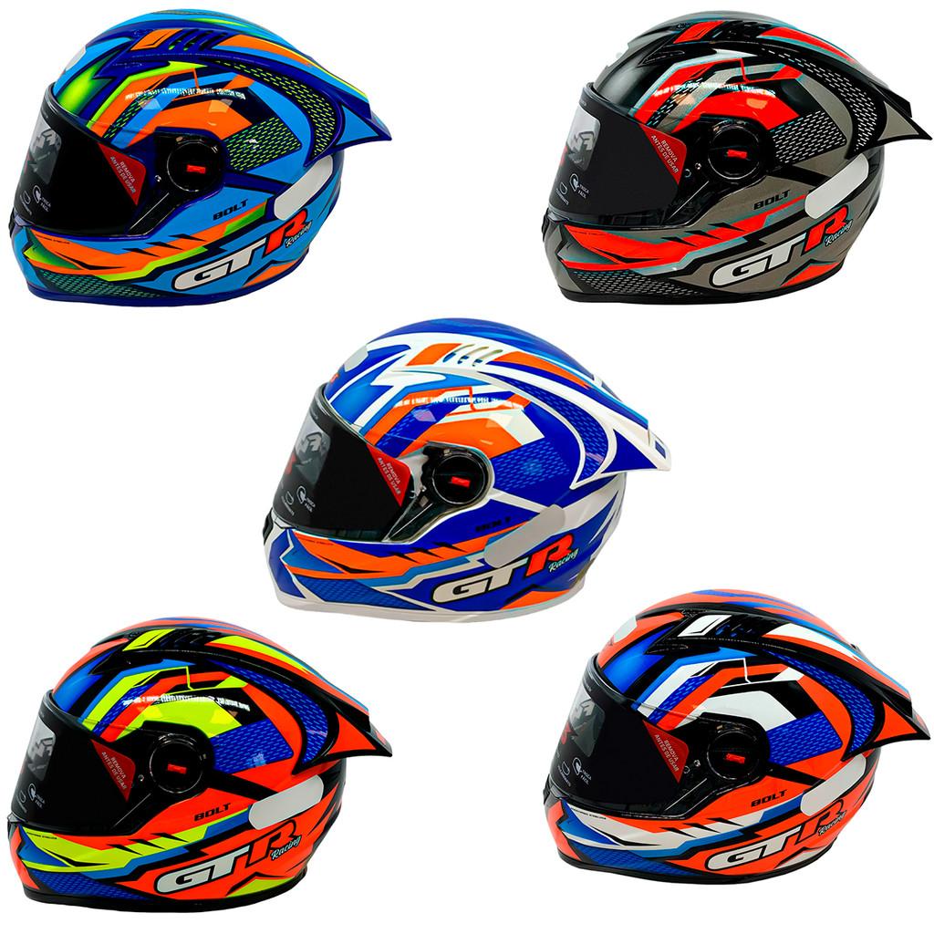 Capacete Gt Racing Bolt Aerofólio Óculos Escuros Interno Fw3
