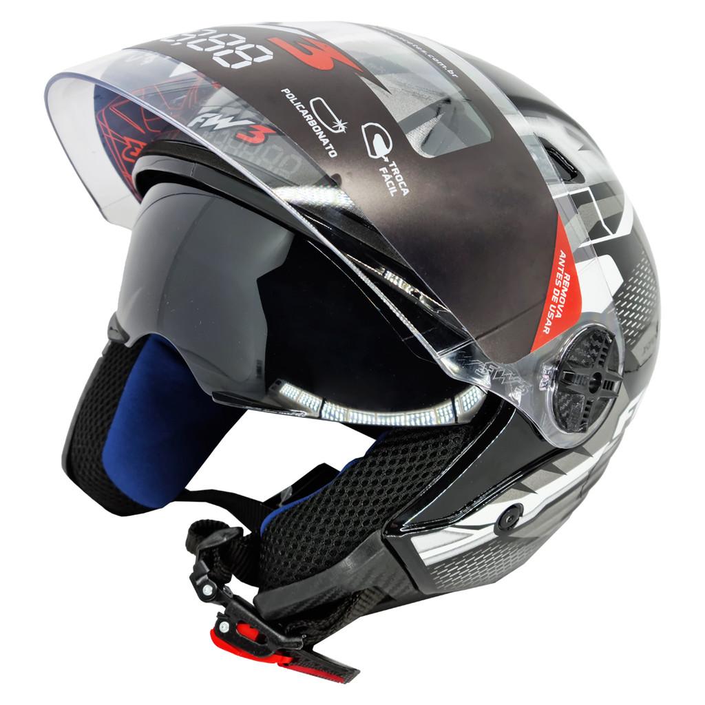 Capacete Aberto Fw3 X Open Up Grafite Oculos Interno Tam 60
