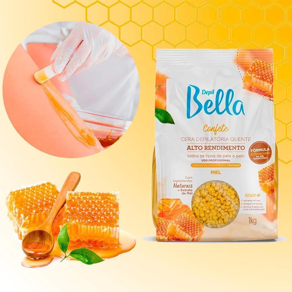 Kit 3 Unidades Cera Quente Depilatória Depil Bella Confete Alta Performance Extrato De Mel 1kg