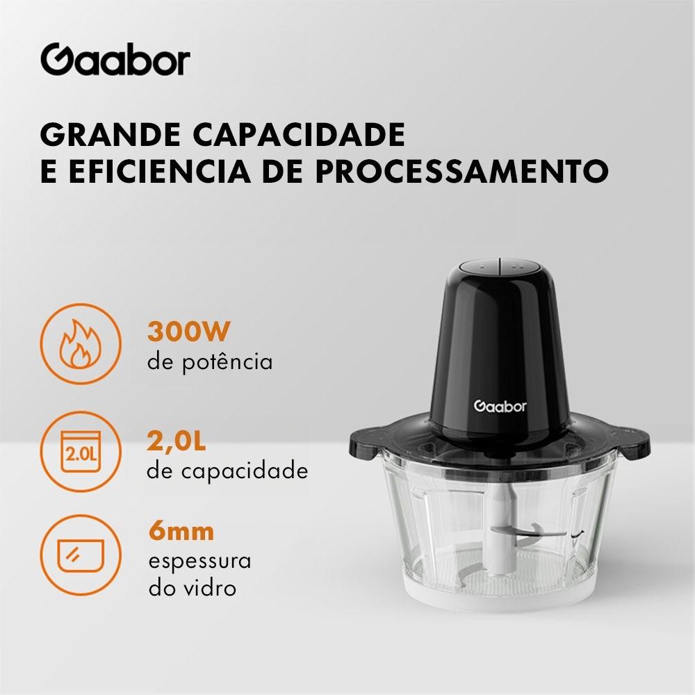 Gaabor Moedor Carne Processador Legumes 2L 4 Lâminas Aço Tigela Vidro Elétrico Multifuncional Cozinha Mg-15m02a-1