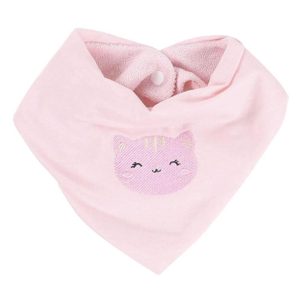 Babador Bandana Mami Bichuus Bordado Gatinha 02 Unidades Rosa
