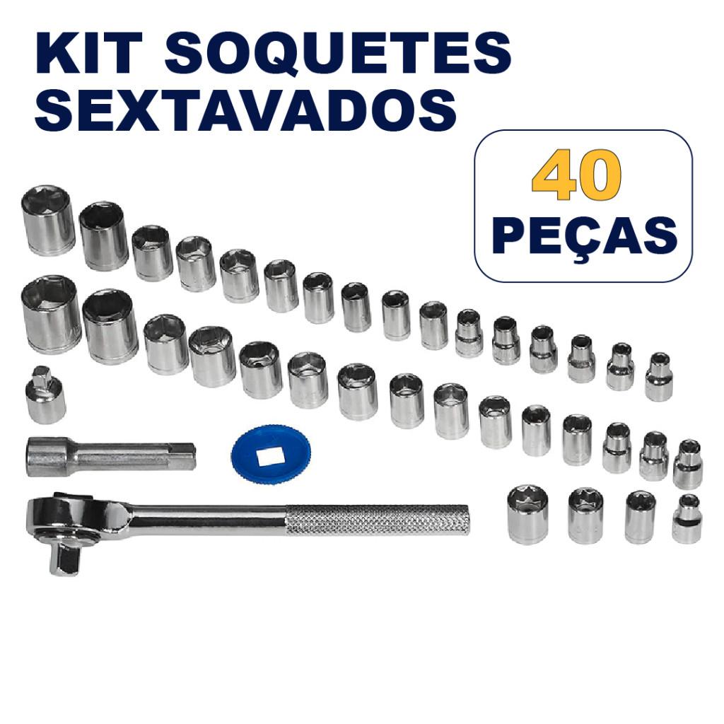 Ferramentas Com 46 Peças + Maleta Com Jogo De Soquete Conjunto De Chaves