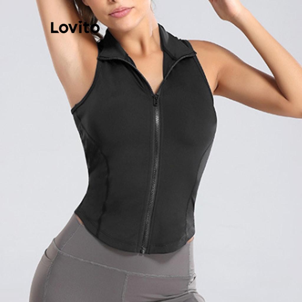 Lovito Casual Regata Esportiva Yoga Academia Zíper Estrutura Linha Esportiva Verão/primavera Regata Feminino