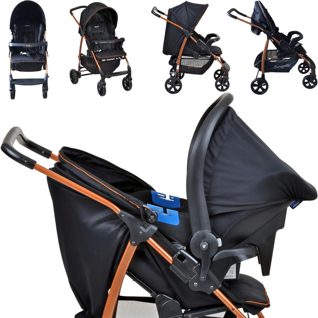 Carrinho De Bebe Com Bebe Conforto Burigotto Ecco Preto Cobre