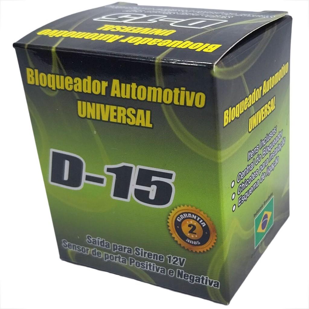 Bloqueador Automotivo Veicular Com Saida Para Sirene 12V D-15 Carro Moto Sensor Porta Positiva Negativa Corta Gasolina