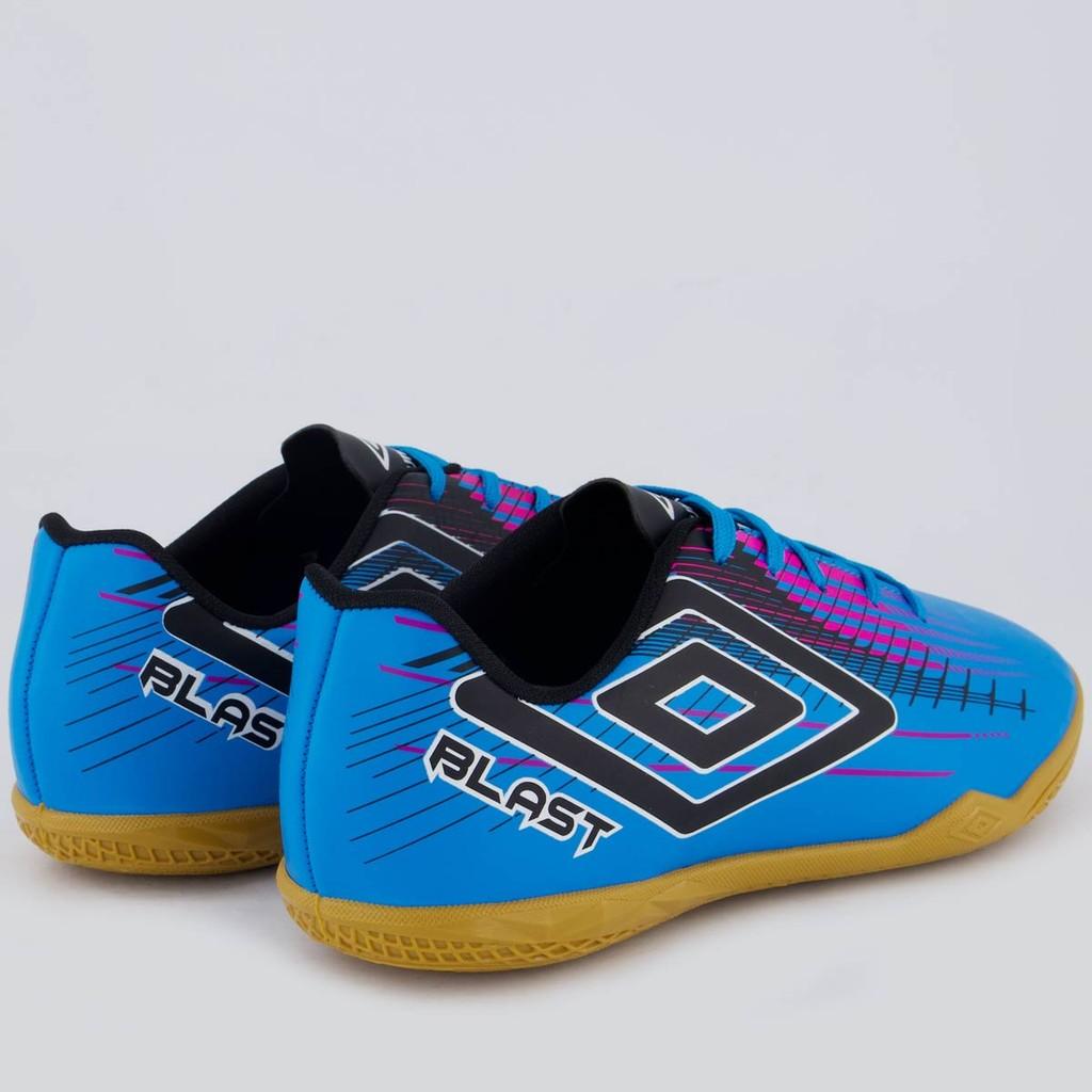 Chuteira Umbro Blast Futsal Azul E Rosa