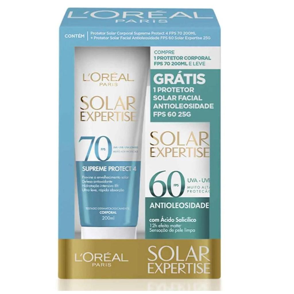 Kit Protetor Solar L Oréal Solar Expertise Corporal Supreme Protect 4 Fps70 200ml + Fps60 Facial 25g
