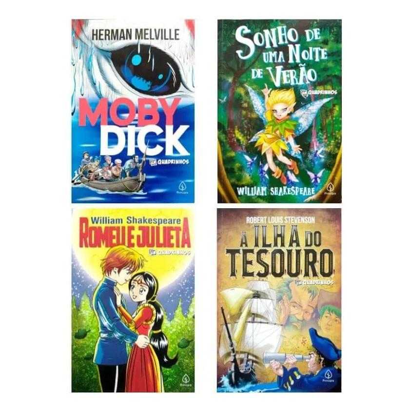4 Clássicos Em Quadrinhos I Moby Dick A Ilha Do Tesouro Romeu E Julieta Sonho Uma Noite De Verão