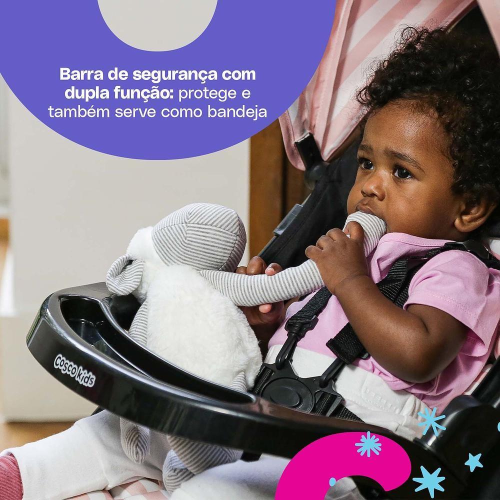 Carrinho De Bebê Cosco Kids Toffy Rosa Listras 0-15kg