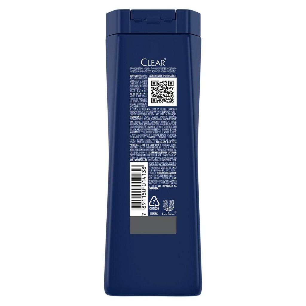 Shampoo Anticaspa Clear Men Limpeza Diária 2 Em 1 400ml