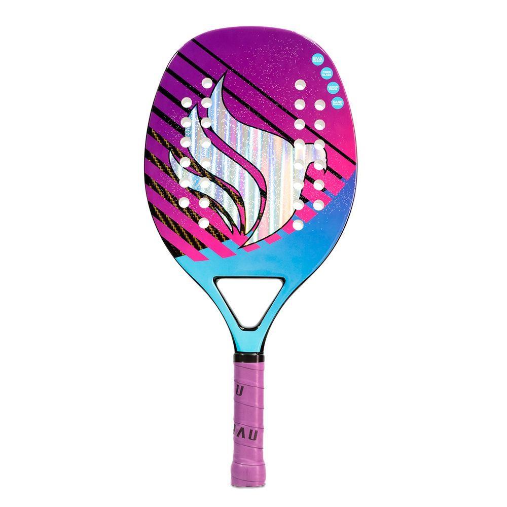 Kit Com 2 Raquetes De Beach Tennis Pichau Midnight Miami Face Fiberglass + Kit Bolas