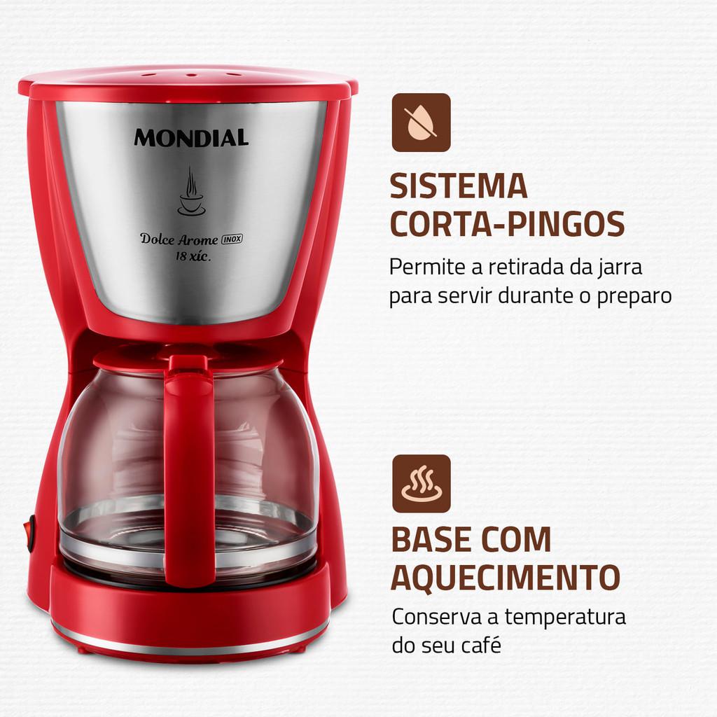 Cafeteira Elétrica Dolce Arome Mondial Vermelho E Inox 550W C-35 18X