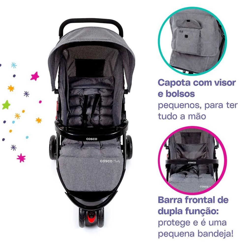 Carrinho De Bebê Cosco Kids Toffy Reclinável 0-15kg Cinza