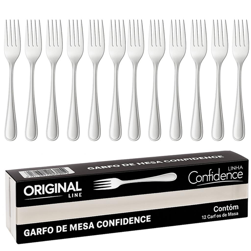 Kit 12 Jogo Garfos De Mesa Profissional Buffet Gourmet Restaurantes Elegante Confidence Original Line