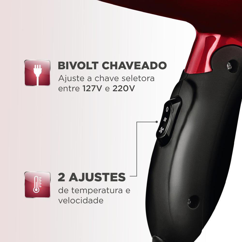 Secador Maxis Travel Mondial Vermelho E Preto 1200w Sc-10