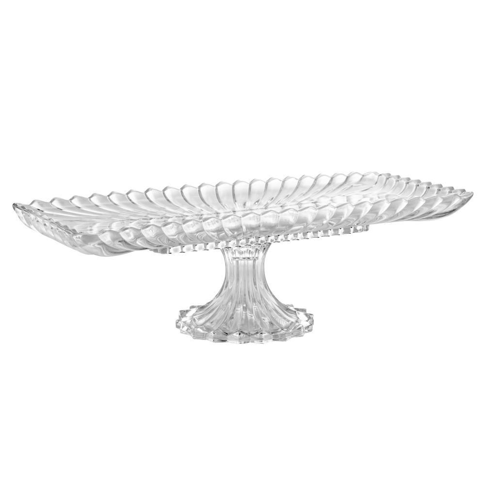 Travessa De Cristal Com Pé Retangular Geneva 30cm Wolff Para Servir Doces Sobremesas Entradas Mesa Posta Elegante Casa