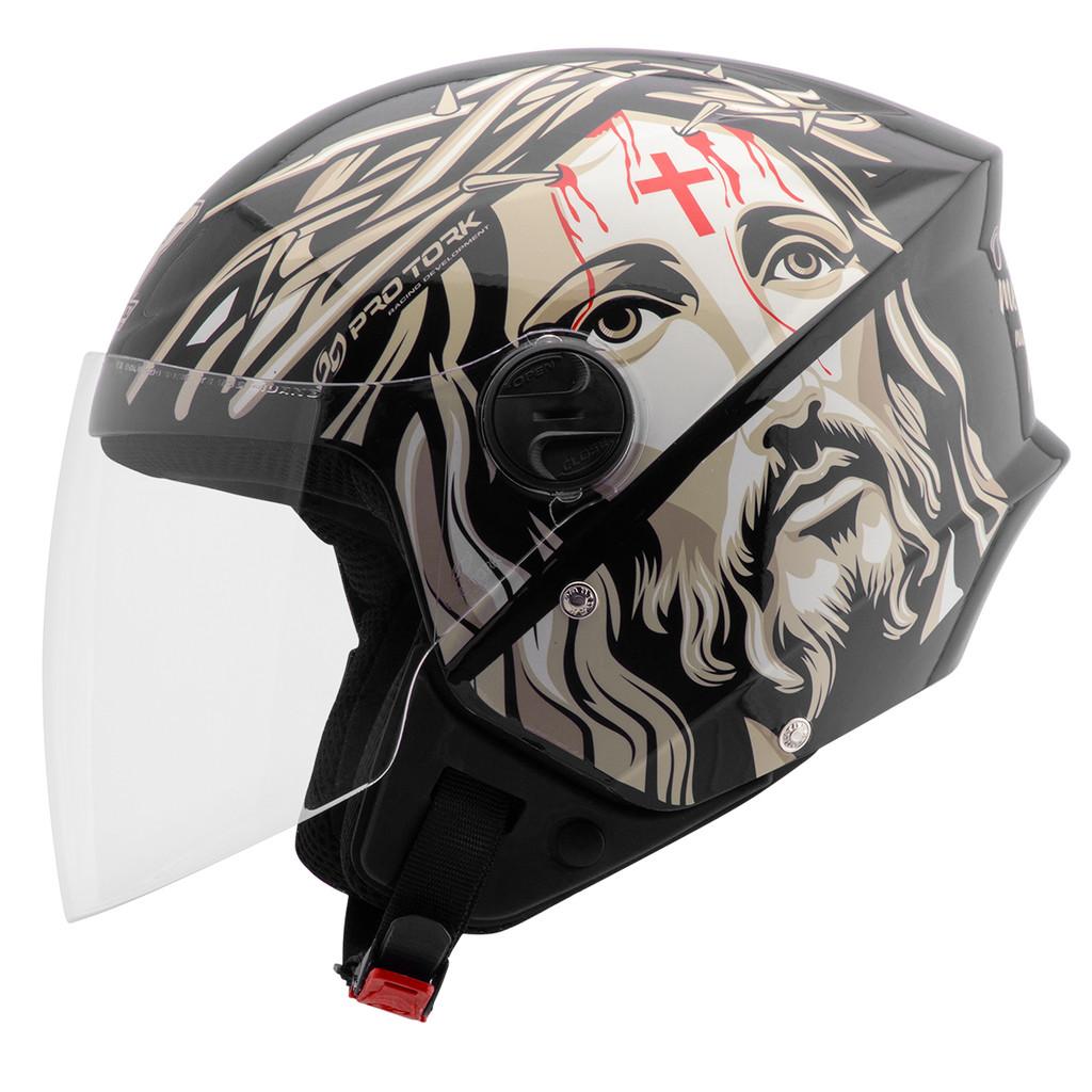 Capacete Aberto Jesus Cristo Feminino Masculino PRO Tork New Liberty Three Cristão Religioso