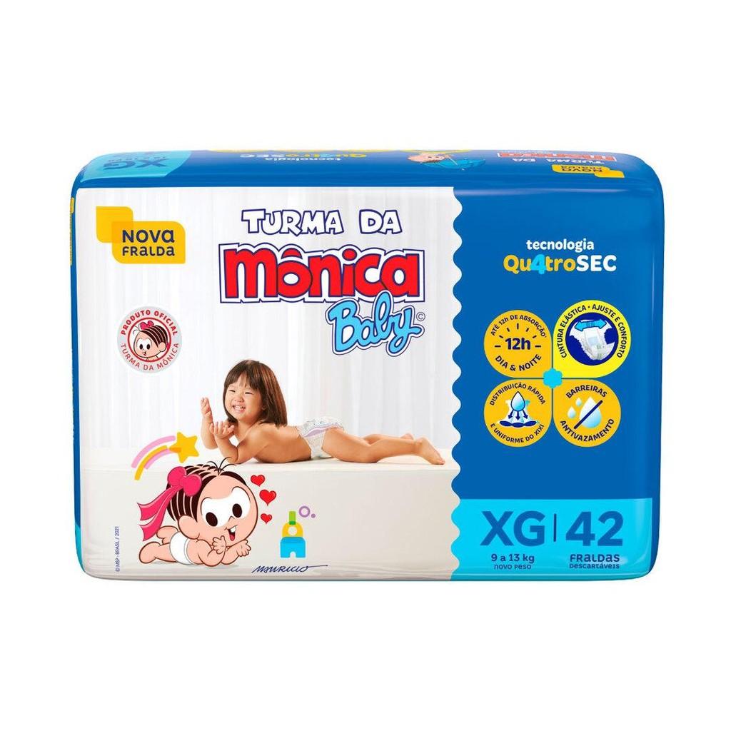 Kit 4 Fraldas Turma Da Mônica Baby Mega Xg Com 42un Cada
