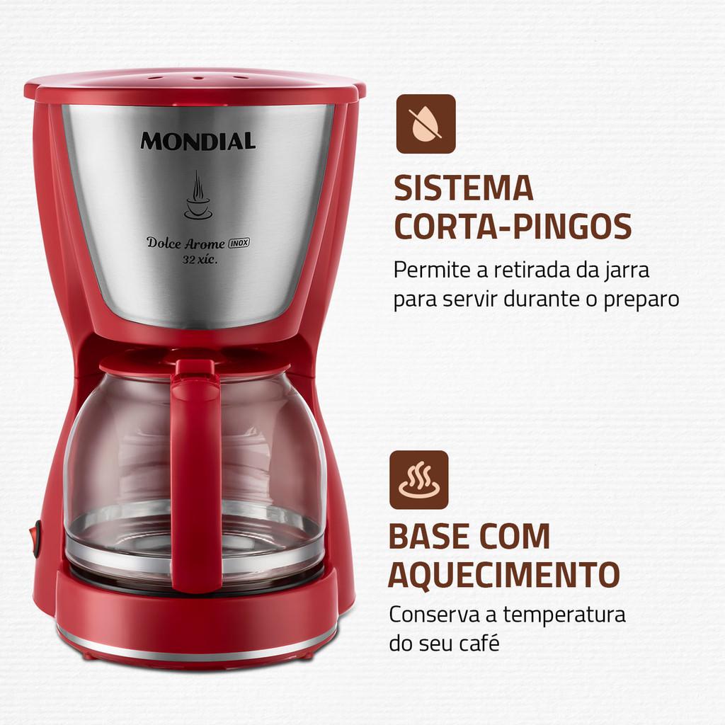 Cafeteira Elétrica Dolce Arome Mondial Vermelho E Inox 800W C-32-32x-r