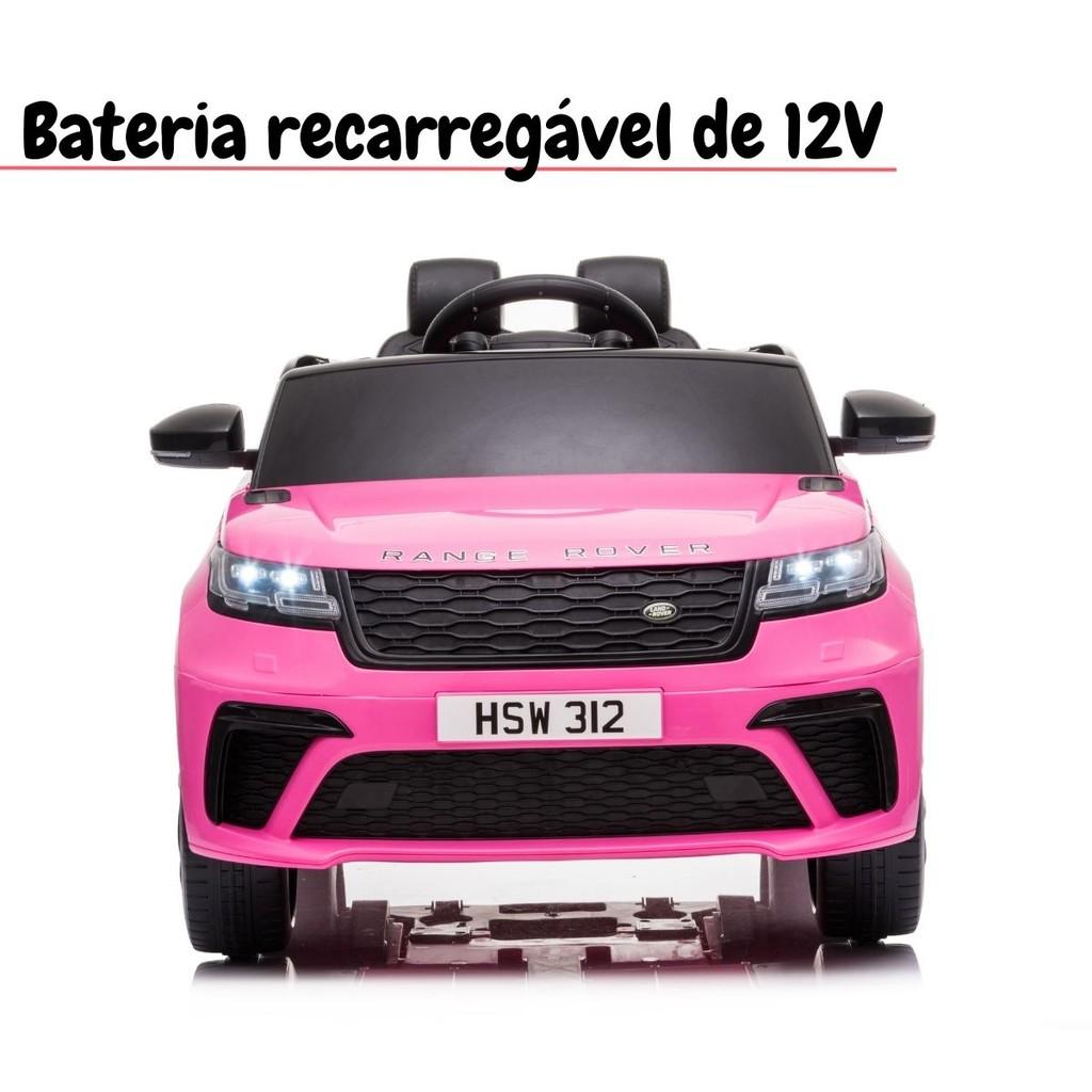 Carrinho Elétrico Feminino Infantil Land Rover Velar Rosa Com LED Luzes MP3 Farol Sd Controle Remoto
