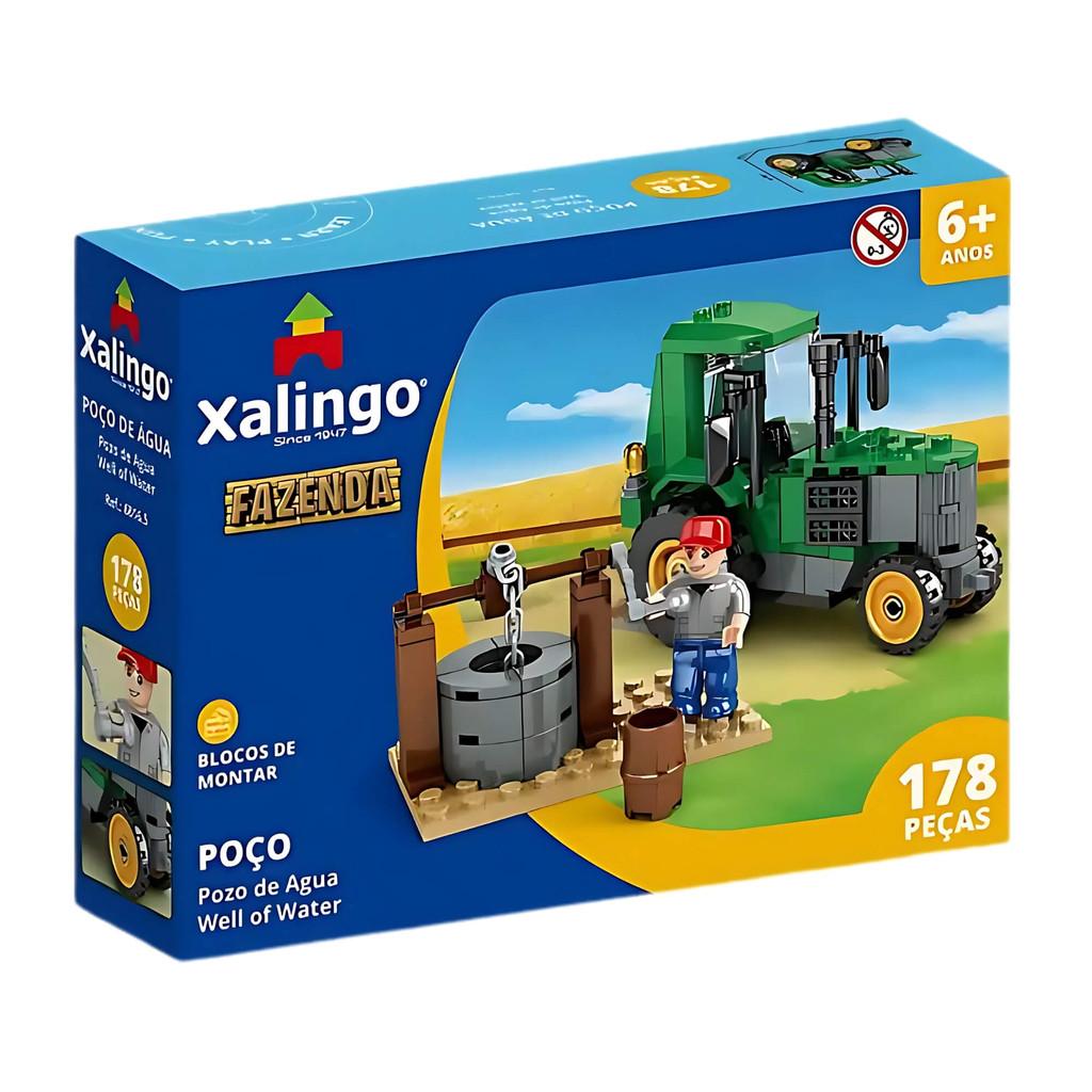 Brinquedo Infantil Bloco De Montar Fazenda Poço 178 Peças Xalingo