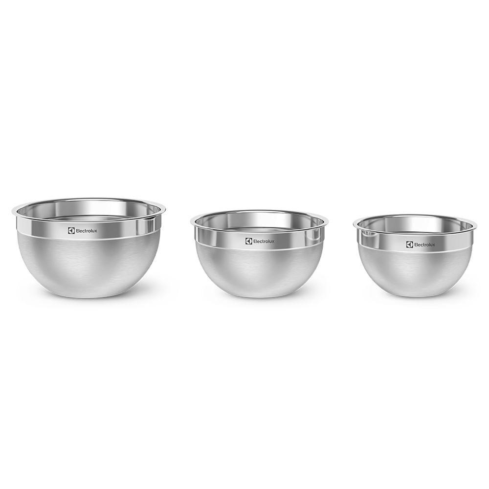 Conjunto Bowls De Inox Electrolux Com Tampa Plástica 3 Peças