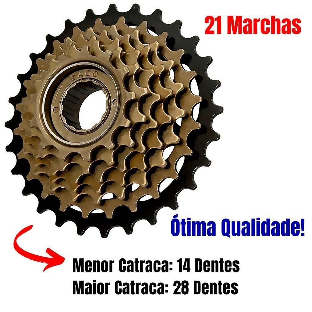 Catraca Roda Livre 7 Velocidades 14/28 Dentes Bike Corrente Fina 21 Marchas 116 Elos 1/2x3/32 Bicicleta