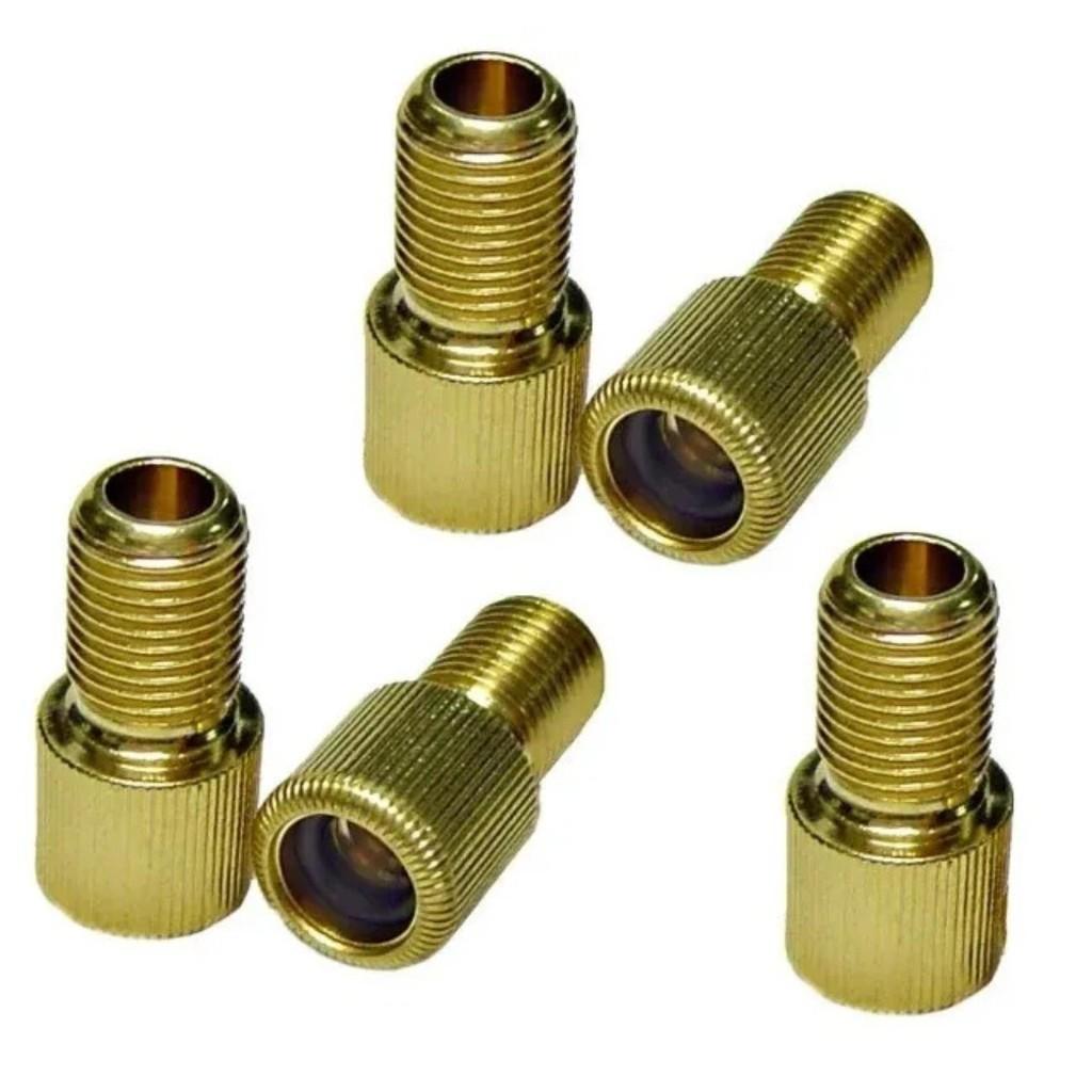 5x Adaptador Pneu Bico Fino Válvula Presta Para Grosso Schrader Enche No Posto