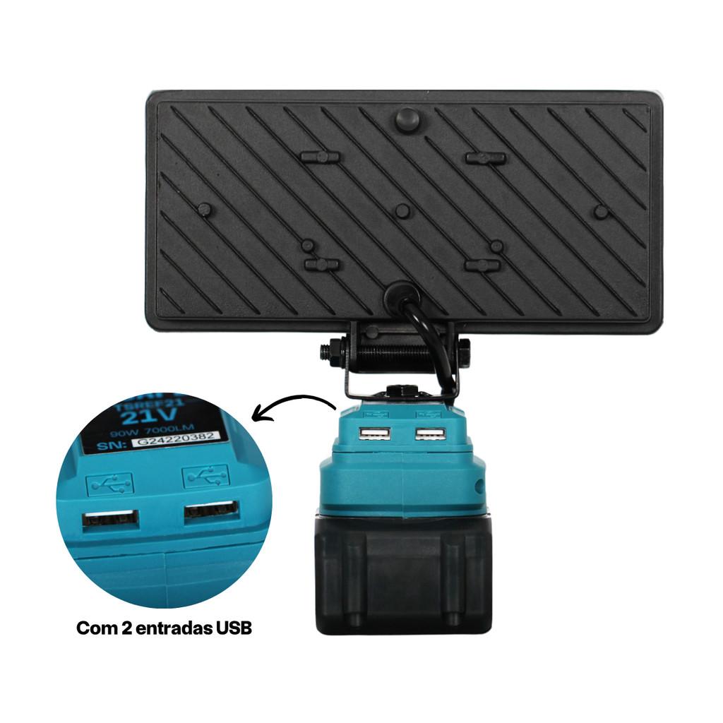 Refletor Lanterna Em LED A Bateria De 21v Com Entrada USB Tssaper