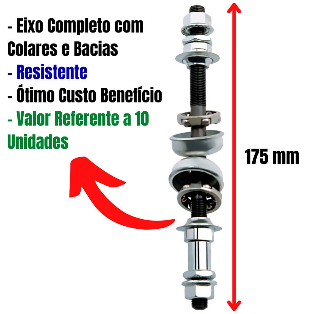 Eixo Traseiro Bike Completo Bicicleta 175mm C/colares De Esferas E Bacias