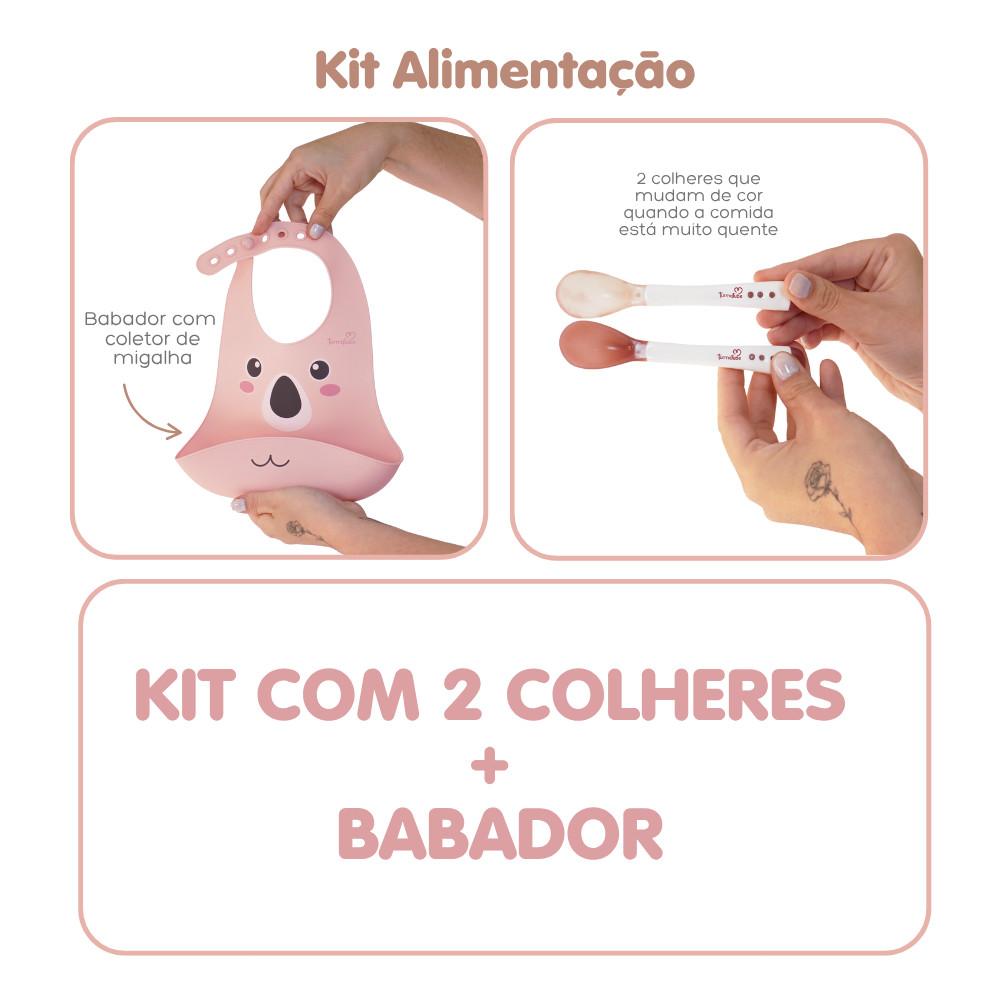 Kit Com 2 Colheres + Babador Rosa
