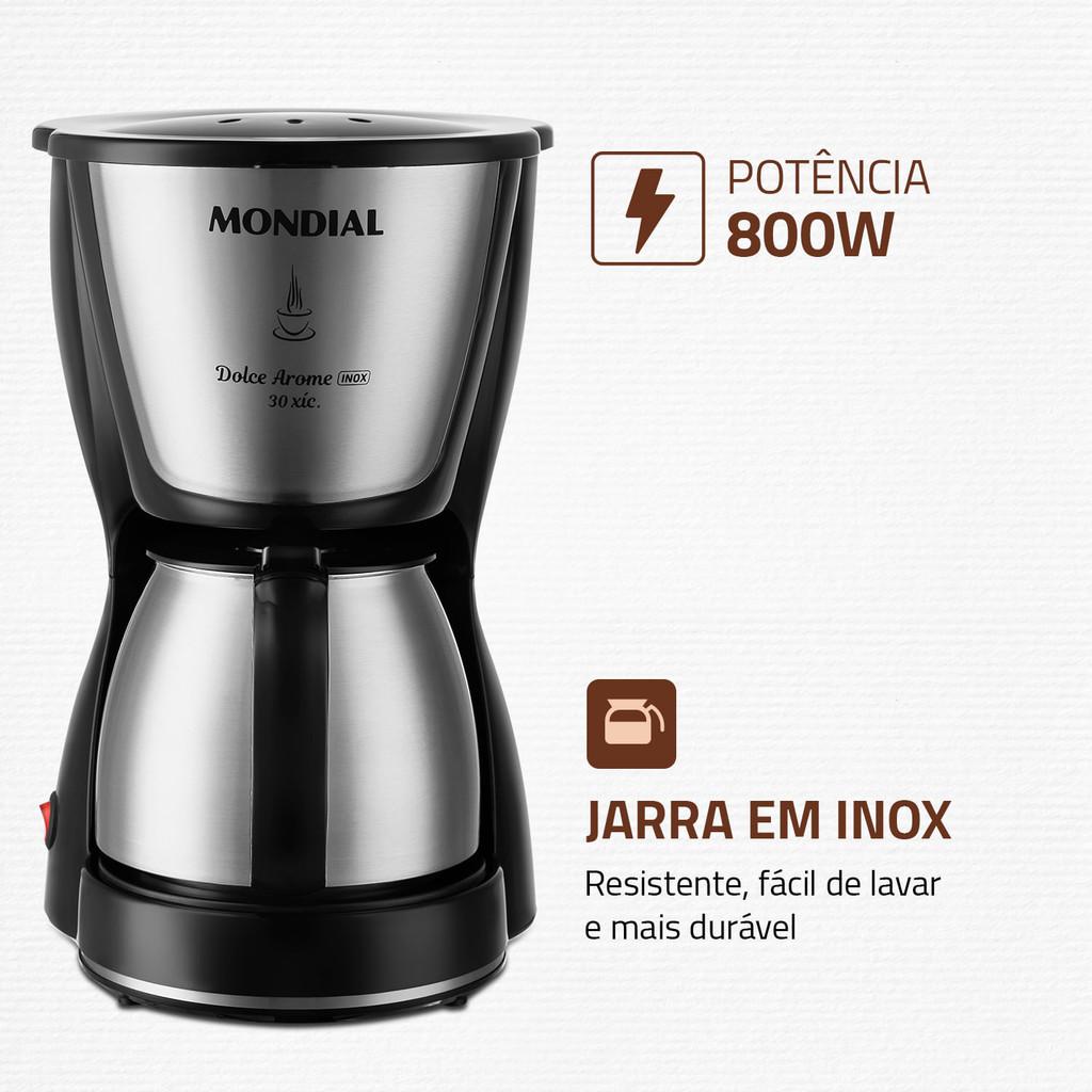 Cafeteira Elétrica Dolce Arome Mondial Preto E Inox 800W C-37ji 30X