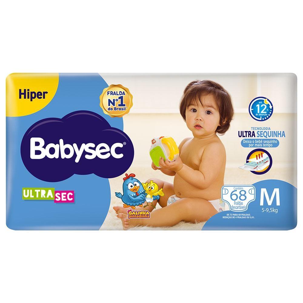 Kit 2 Fraldas Babysec Galinha Pintadinha Ultrasec Hiper Tamanho M 68 Unidades Cada