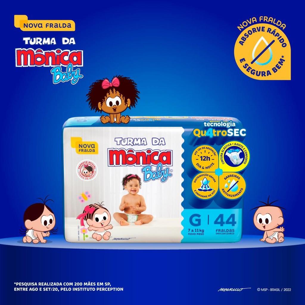 Kit 2 Fraldas Turma Da Mônica Baby Mega G Com 44un Cada