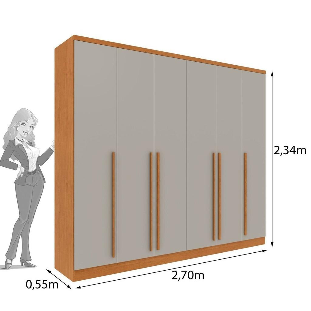 Guarda-roupa Casal 6 Portas 8 Gavetas Puxador Mdf 270cm Portugal Espresso Móveis