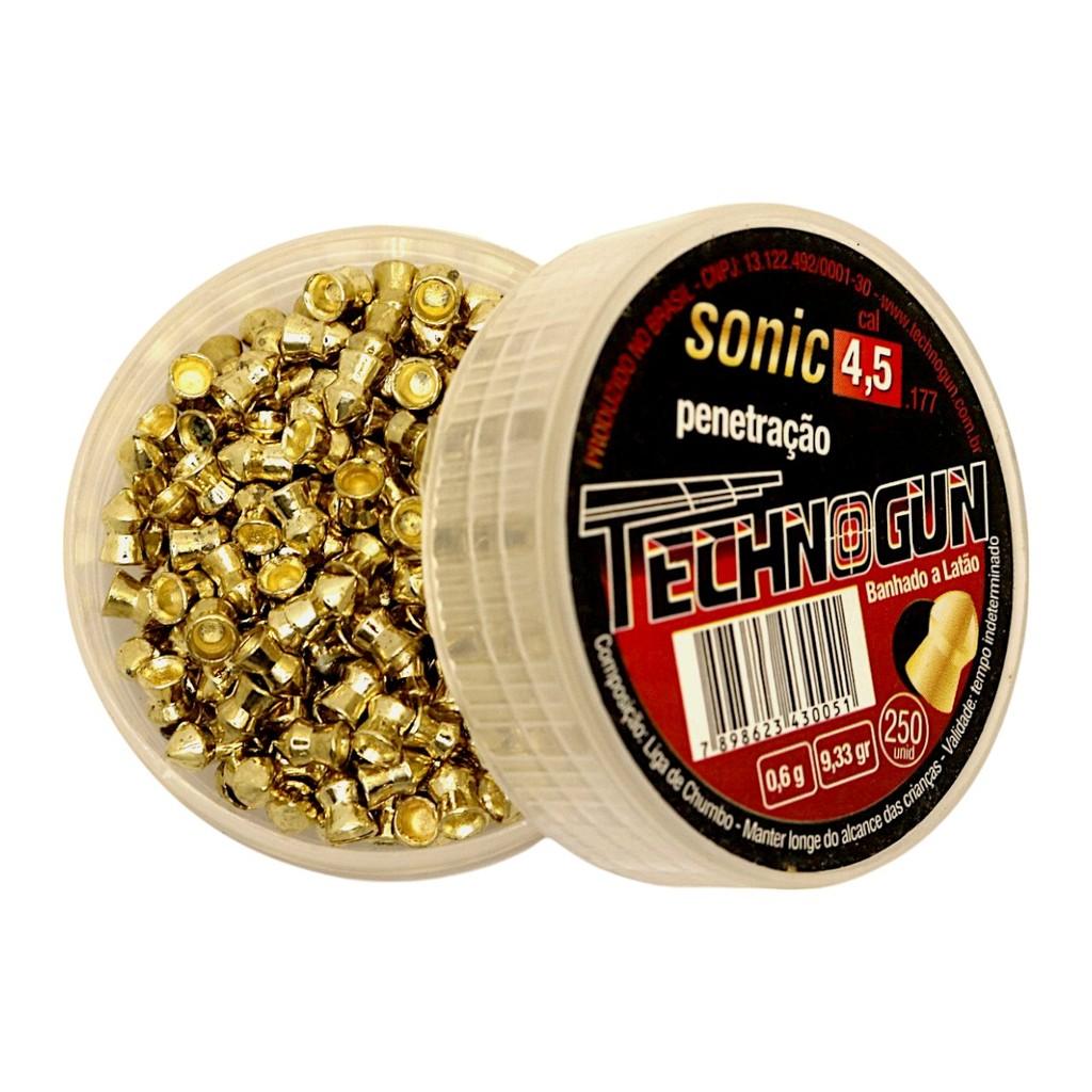 Chumbinho Technogun Sonic Gold Penetração 4.5mm (.177) - 250un