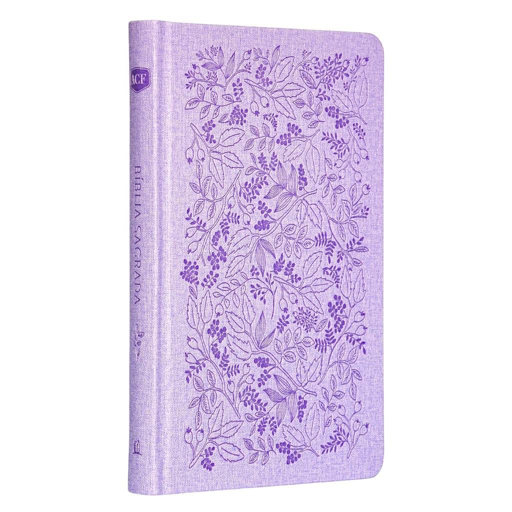 Bíblia Sagrada Acf Slim Couro Soft Capa Dura Lavanda Jardim